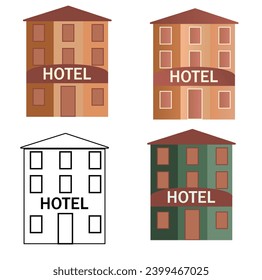 hotel building logo. hotel icon in vector. black and white and color