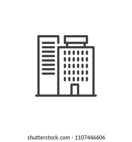 Hotel Building outline icon. linear style sign for mobile concept and web design. Apartment simple line vector icon. Symbol, logo illustration. Pixel perfect vector graphics