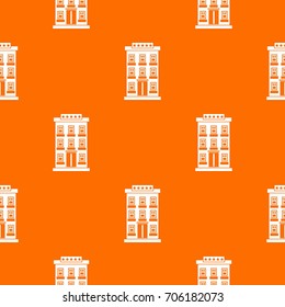Hotel building pattern repeat seamless in orange color for any design. Vector geometric illustration