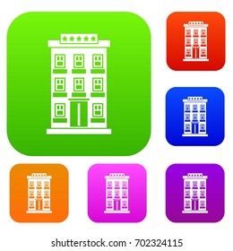 Hotel building set icon in different colors isolated vector illustration. Premium collection