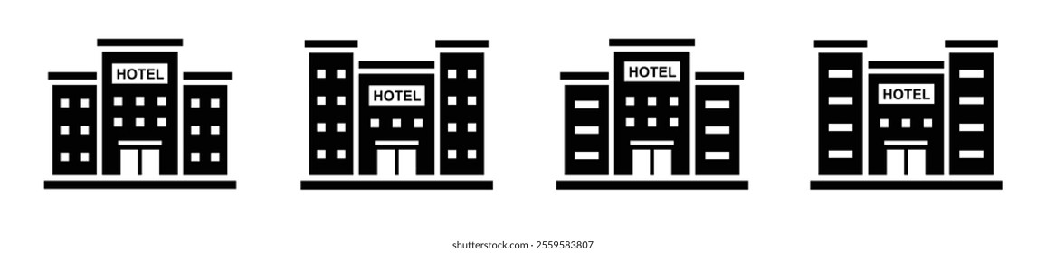 Hotel building set icon, vector illustration