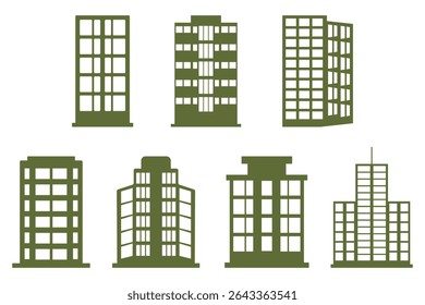 Hotel Building Silhouette Icon Set
