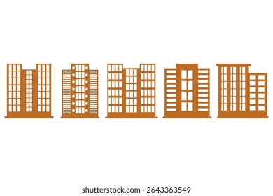 Hotel Building Silhouette Icon Set