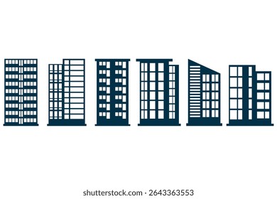 Hotel Building Silhouette Icon Set