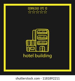 hotel building sketch vector icon
