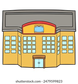 hotel building top-down view illustration hand drawn isolated vector