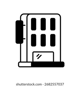 Ilustración de stock de concepto de icono de Vector de edificio de hotel