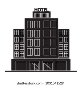 Hotel building vector icon. Flat design.