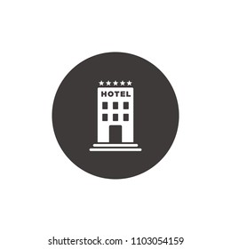 Hotel building vector icon isolated on white background