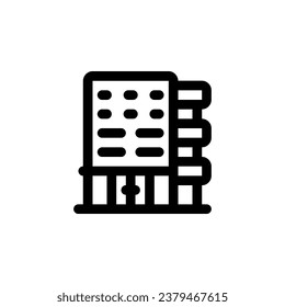 icono del vector de construcción de hotel. estilo de contorno de iconos de bienes raíces. uso perfecto para logotipo, presentación, sitio web y más. estilo de línea de diseño de iconos simple