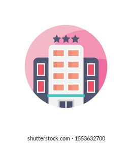 Hotel Building Vector Illustration . Hotel and Services flat icon style.