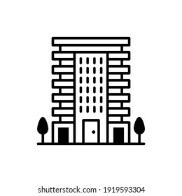 Ilustración de icono de la estructura vectorial de la construcción del hotel. 