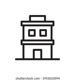 Icono de contorno del vector de construcción del hotel. Archivo EPS 10. Símbolo de hotel y servicios