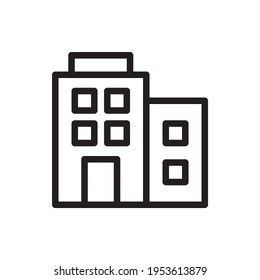 Hotel Building Vector Outline Icon. EPS 10 File. Hotel and Services Symbol
