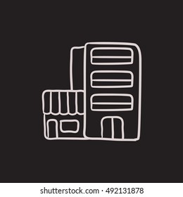 Hotel building vector sketch icon isolated on background. Hand drawn Hotel building icon. Hotel building sketch icon for infographic, website or app.