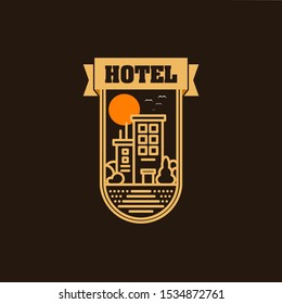 Hotel building vintage frame design, old vintage, retro, classic - vector