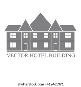 Hotel building. Vintage hotel vector icon. Retro architectural background.