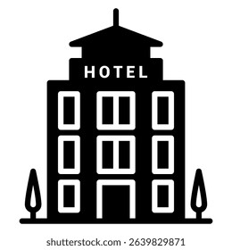A hotel building with windows and trees represents lodging for travel and leisure.
