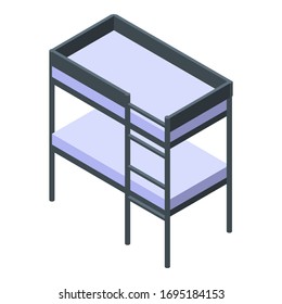 Hotel Bunk Bed Icon. Isometric Of Hotel Bunk Bed Vector Icon For Web Design Isolated On White Background