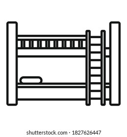 Hotel Bunk Bed Icon. Outline Hotel Bunk Bed Vector Icon For Web Design Isolated On White Background