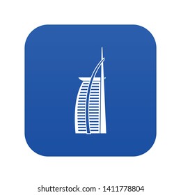 Hotel Burj Al Arab in United Arab Emirates icon digital blue for any design isolated on white vector illustration