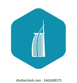 Hotel Burj Al Arab in United Arab Emirates icon. Simple illustration of hotel Burj Al Arab in United Arab Emirates vector icon for web