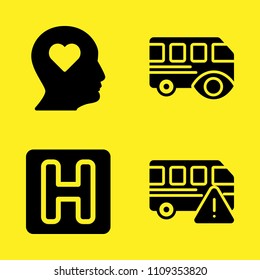 hotel, bus, bus and profile vector icon set. Sample icons set for web and graphic design