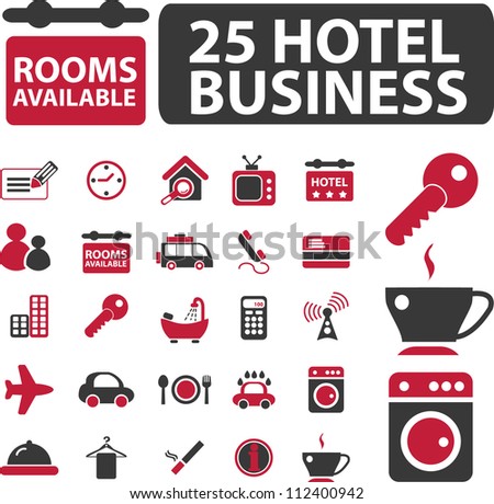 hotel business icons set, vector