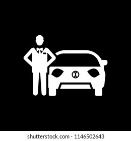 Hotel car parking vector icon white