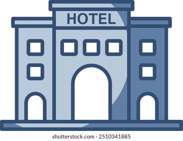 hotel cartoon vector icon transparent background. replaceable blue color design