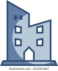 hotel cartoon vector icon transparent background. replaceable blue color design