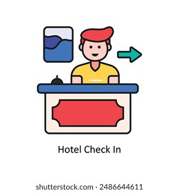 Ilustración de diseño de contorno lleno de Vector de entrada del hotel. Símbolo sobre fondo blanco EPS 10 Archivo 