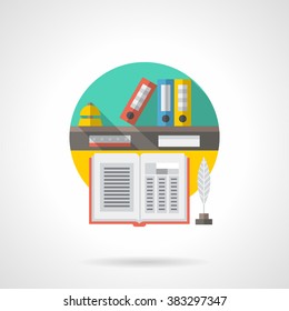 Hotel check-in registration or reception. Hotel services. Business travel concept. Single detailed flat color style vector icon. Web design elements for business, site, mobile app. 