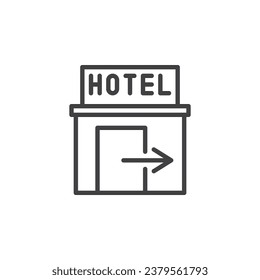 Hotel Check-Out line icon. linear style sign for mobile concept and web design. Hotel exit outline vector icon. Symbol, logo illustration. Vector graphics