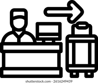 Hotel Check-Out Line Vector Icon Design