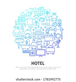 Concepto de Hotel Circle. Ilustración vectorial del diseño de contorno.