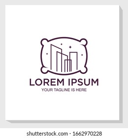 hotel city logo template design vector, traveling, pillow logo vector, night sleep logo template