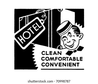 Hotel Clean Comfortable Convenient - Retro Ad Art Banner