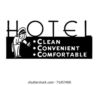 Hotel Clean Convenient Comfortable - Retro Ad Art Banner