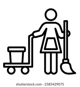 hotel cleaning icon line vector illustration