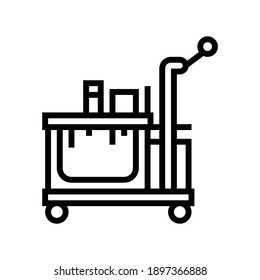 Hotel Cleaning Service Cart Line Icon Vector. Hotel Cleaning Service Cart Sign. Isolated Contour Symbol Black Illustration