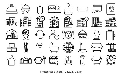 hotel collection icon line vector design in trendy style with editable stroke