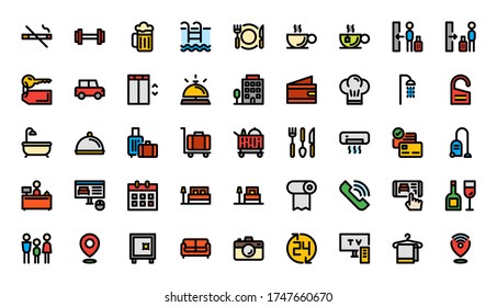 Hotel Color Basic Outline Icons