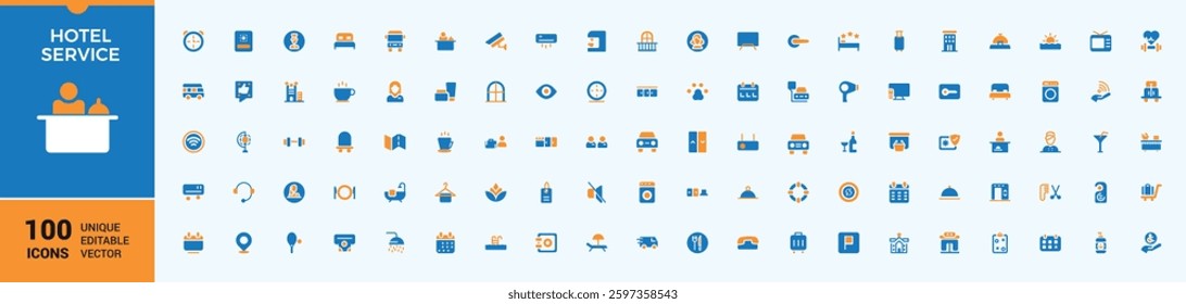 Hotel colorful simple icon. Pack of fast, travel, reception, restaurant, hostel and more. Icons for UI. Restaurant vector solid icon set. Vector icons and illustration.
