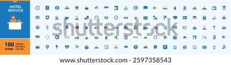 Hotel colorful simple icon. Pack of fast, travel, reception, restaurant, hostel and more. Icons for UI. Restaurant vector solid icon set. Vector icons and illustration.