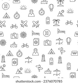 Hotel, Compass, Tent, Beach, Rest, Lounge Seamless Pattern for printing, wrapping, design, sites, shops, apps