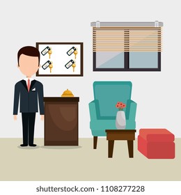 hotel consierge working avatar character