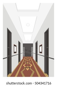 hotel corridor, perspective illustration