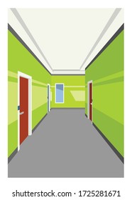Hotelkorridor. Einfache flache Abbildung.
