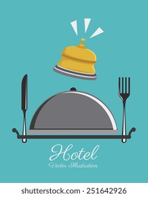 Hotel design over blue background, vector illustration.